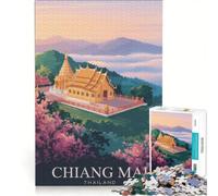 Puzzle per adulti da 1000 pezzi con poster di viaggio di Chiang Mai, Thailandia, gioco impossibile, attività divertenti da fare a casa, regali di Natale e compleanno 50x75cm
