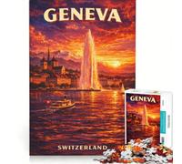 Puzzle per adulti da 1000 pezzi con poster di viaggio di Ginevra, gioco rompicapo, per divertimento in famiglia, per rafforzare l'amore tra le coppie 38x26cm