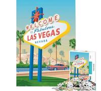 Puzzle per adulti da 1000 pezzi con poster di viaggio di Las Vegas giochi per famiglie sfida per l'intelligenza giocattoli che creano dipendenza ottimi regali un'opera d'arte (dimensioni 75x50cm)