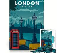 Puzzle per adulti da 1000 pezzi con poster di viaggio di Londra,ideale per decorazioni,rompicapo,regalo divertente per il tempo libero,regalo di compleanno o hobby (50x75cm)