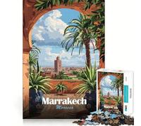 Puzzle per adulti da 1000 pezzi con poster di viaggio di Marrakech,Marocco Gioco divertente e stimolante per la mente,ideale per momenti di relax e come regalo di compleanno (38x26cm)