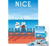 Puzzle per adulti da 1000 pezzi con poster di viaggio di Nizza Francia sfida per l'intelligenza e la mente gioco avvincente regalo pratico per donne ottima idea regalo (dimensioni 38x52cm)