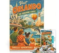 Puzzle per adulti da 1000 pezzi con poster di viaggio di Orlando, gioco rompicapo, per divertimento in famiglia, per rafforzare l'amore tra le coppie 38x26cm