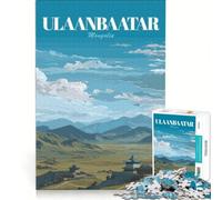 Puzzle per adulti da 1000 pezzi con poster di viaggio di Ulaanbaatar Mongolia gioco interattivo attività divertenti da fare a casa regalo per donne 38x26cm
