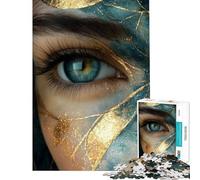 Puzzle per adulti da 1000 pezzi con primo piano di un occhio in oro e blu Gioco interattivo per adulti perfetto come decorazione compleanni e Natale (dimensioni 38x52cm)
