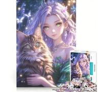 Puzzle per adulti da 1000 pezzi con principessa anime e gatto, gioco rompicapo, per divertimento in famiglia, per rafforzare l'amore tra le coppie 50x75cm