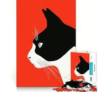 Puzzle per adulti da 1000 pezzi con profilo di gatto in bianco e nero,ritaglio preciso,giocattolo stimolante per la mente,gioco rilassante,regalo di Natale (50x75cm)