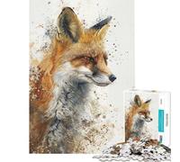 Puzzle per adulti da 1000 pezzi con profilo di volpe rustica puzzle per ragazzi giochi rilassanti analisi e logica regali di Natale e compleanno (dimensioni 50x75cm)