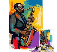 Puzzle per adulti da 1000 pezzi con protagonista un sassofonista jazz Divertimento a casa decorazione domestica gioco impossibile adatto a persone dai 14 anni in su (50x75cm)