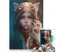 Puzzle per adulti da 1000 pezzi con protagonista una ragazza avventurosa e un gufo, gioco educativo, attività divertenti da fare in casa, ogni pezzo è unico 38x52cm