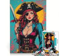 Puzzle per adulti da 1000 pezzi con protagoniste donne pirata fantasy, gioco pratico, ideale per passare il tempo durante le vacanze a casa e per rafforzare l'amore di coppia 38x26cm