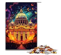Puzzle per adulti da 1000 pezzi con psichedelia colorata nella Città del Vaticano puzzle in legno per adulti difficile e impegnativo 75x50 cm