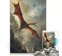 Puzzle per adulti da 1000 pezzi con pterodattili e dinosauri gioco impossibile migliora la memoria con pezzi di forma casuale completamente ad incastro 38x52cm