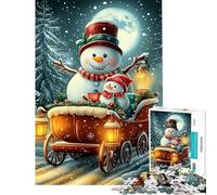 Puzzle per adulti da 1000 pezzi con pupazzo di neve e slitta scena invernale ideale per compleanni e Natale Gioco educativo di analisi e logica per ragazzi dai 14 anni in su (38x52cm)
