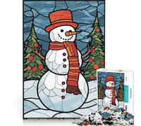 Puzzle per adulti da 1000 pezzi con pupazzo di neve e vetrata artistica gioco rilassante allena la mente e la mano compleanno e Natale 50x75cm