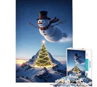 Puzzle per adulti da 1000 pezzi con pupazzo di neve volante albero di Natale e montagna Gioco rilassante di analisi e logica compleanno e Natale (dimensioni 50x75cm)