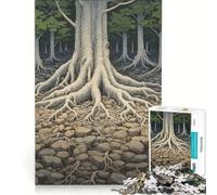 Puzzle per adulti da 1000 pezzi con radice d'albero e dipinto giapponese gioco per famiglie migliora la memoria adatto come decorazione da scrivania 38x26cm