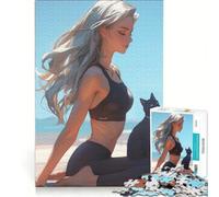 Puzzle per adulti da 1000 pezzi con ragazza anime che fa yoga, giocattolo educativo, ideale per passare il tempo durante le vacanze, regalo per amici e familiari 38x52cm