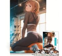 Puzzle per adulti da 1000 pezzi con ragazza anime che si allena su una palla da ginnastica, gioco divertente per tutta la famiglia, con pezzi di forma casuale completamente ad incastro 50x75cm