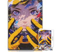 Puzzle per adulti da 1000 pezzi con ragazza anime con casco, divertente e umoristico, perfetto per una serata di giochi e divertimento in famiglia, dimensioni 38x52cm