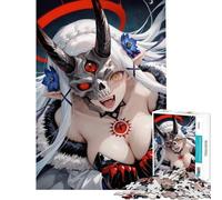 Puzzle per adulti da 1000 pezzi con ragazza anime con maschera a teschio e corna gioco educativo e sfida decorazione murale regalo per compleanni (dimensioni 75x50cm)