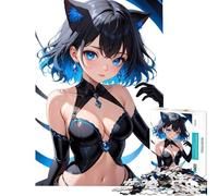 Puzzle per adulti da 1000 pezzi con ragazza anime con orecchie da gatto gioco stimolante giocattolo educativo decorazione perfetta regalo divertente (dimensioni 38x26cm)