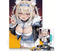 Puzzle per adulti da 1000 pezzi con ragazza anime con orecchie e zanne da gatto,divertente gioco mentale con tecnologia di taglio laser avanzata,sfida divertente per passare il tempo (38x26cm)