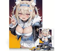 Puzzle per adulti da 1000 pezzi con ragazza anime con orecchie e zanne da gatto, ideale per stimolare la memoria e migliorare la memoria Taglio di qualità Regalo di Natale (38x52cm)