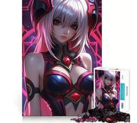 Puzzle per adulti da 1000 pezzi con ragazza anime dagli occhi rossi,gioco con bordi puliti,giocattolo di costruzione che favorisce la concentrazione,divertimento a ritmo lento,regalo di Natale