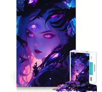 Puzzle per adulti da 1000 pezzi con ragazza anime dagli occhi viola,disegno dai tagli netti,gioco divertente per la concentrazione,momento di relax,regalo di Natale divertente 50x75cm