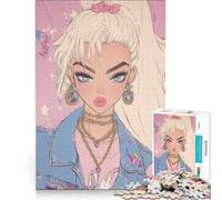Puzzle per adulti da 1000 pezzi con ragazza anime dai capelli biondi, giocattolo educativo, ideale per passare il tempo durante le vacanze, regalo per amici e familiari 38x52cm
