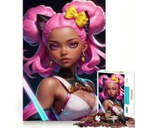 Puzzle per adulti da 1000 pezzi con ragazza anime dai capelli rosa e katana,gioco di logica,taglio di precisione,bordi lisci,regalo perfetto per riunioni di famiglia (50x75cm)