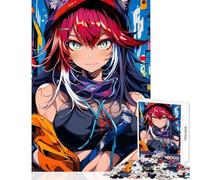 Puzzle per adulti da 1000 pezzi con ragazza anime dai capelli rossi in città ideale per rilassarsi divertirsi e creare un'atmosfera umoristica Giocattolo decorativo per la casa