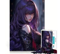 Puzzle per adulti da 1000 pezzi con ragazza anime dai capelli viola e corona Gioco di precisione,divertente e stimolante,ideale per momenti di relax e svago,perfetto a tema natalizio