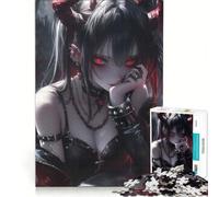Puzzle per adulti da 1000 pezzi con ragazza anime dalle corna di demone, gioco educativo, decorazione per la casa, per rafforzare l'amore tra le coppie 38x26cm