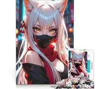 Puzzle per adulti da 1000 pezzi con ragazza anime dalle orecchie da volpe, gioco divertente per tutta la famiglia, con pezzi di forma casuale completamente ad incastro 38x26cm
