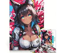 Puzzle per adulti da 1000 pezzi con ragazza anime dalle orecchie da volpe, gioco divertente per tutta la famiglia, con pezzi di forma casuale completamente ad incastro 38x52cm