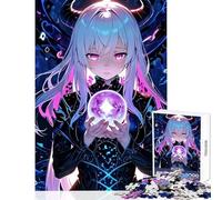 Puzzle per adulti da 1000 pezzi con ragazza anime e cristallo gioco educativo regalo di Babbo Natale segreto ideale per passare il tempo durante le vacanze (38x26cm)