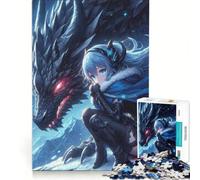 Puzzle per adulti da 1000 pezzi con ragazza anime e drago come compagno, giocattolo educativo, ideale per passare il tempo durante le vacanze, regalo per amici e familiari 38x26cm