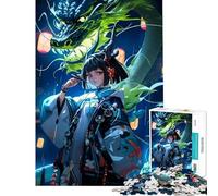 Puzzle per adulti da 1000 pezzi con ragazza anime e drago Puzzle da 1000 pezzi per la decorazione della casa Regalo perfetto per amici e familiari (38x52cm)