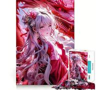Puzzle per adulti da 1000 pezzi con ragazza anime e drago,sfida mentale,taglio preciso,allineamento perfetto,divertimento per tutta la famiglia,attività serale (50x75cm)