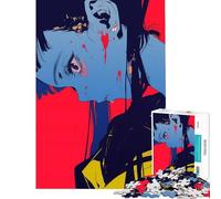 Puzzle per adulti da 1000 pezzi con ragazza anime e schizzi di sangue Giochi educativi giochi per famiglie sfida impegnativa regalo di Babbo Natale segreto (dimensioni 38x26cm)