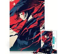 Puzzle per adulti da 1000 pezzi con ragazza anime e sole rosso,disegno a taglio liscio,gioco per allenare la mente,divertimento per il tempo libero,regalo di compleanno (50x75cm)