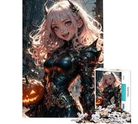 Puzzle per adulti da 1000 pezzi con ragazza anime e zucca giocattolo fai da te per le vacanze a casa ottimo regalo per gli appassionati di videogiochi (dimensioni 38x26cm)