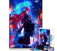 Puzzle per adulti da 1000 pezzi con ragazza anime in kimono,gioco di memoria divertente con componenti robusti e ben definiti, alleviare lo stress (38x26cm)
