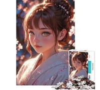 Puzzle per adulti da 1000 pezzi con ragazza anime in kimono l'abbraccio di Blossom Difficile e stimolante migliora la memoria Giocattolo educativo per ragazzi dai 14 anni in su 38x26cm