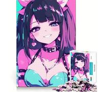 Puzzle per adulti da 1000 pezzi con ragazza anime rosa e blu,gioco di logica,taglio di precisione,bordi lisci,regalo perfetto per riunioni di famiglia (50x75cm)