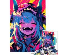 Puzzle per adulti da 1000 pezzi con ragazza anime sorridente e maschera da demone sfida educativa gara di velocità manuale giocattolo fai da te per ragazzi dai 14 anni in su (38x26cm)