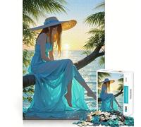 Puzzle per adulti da 1000 pezzi con ragazza anime sulla spiaggia,gioco di logica,taglio di precisione,bordi lisci,regalo perfetto per riunioni di famiglia (38x26cm)