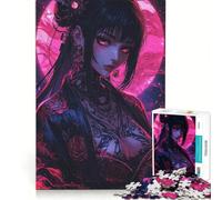 Puzzle per adulti da 1000 pezzi con ragazza anime tatuata e luna rosa, gioco rilassante, regalo di compleanno, regalo di Natale 38x26cm